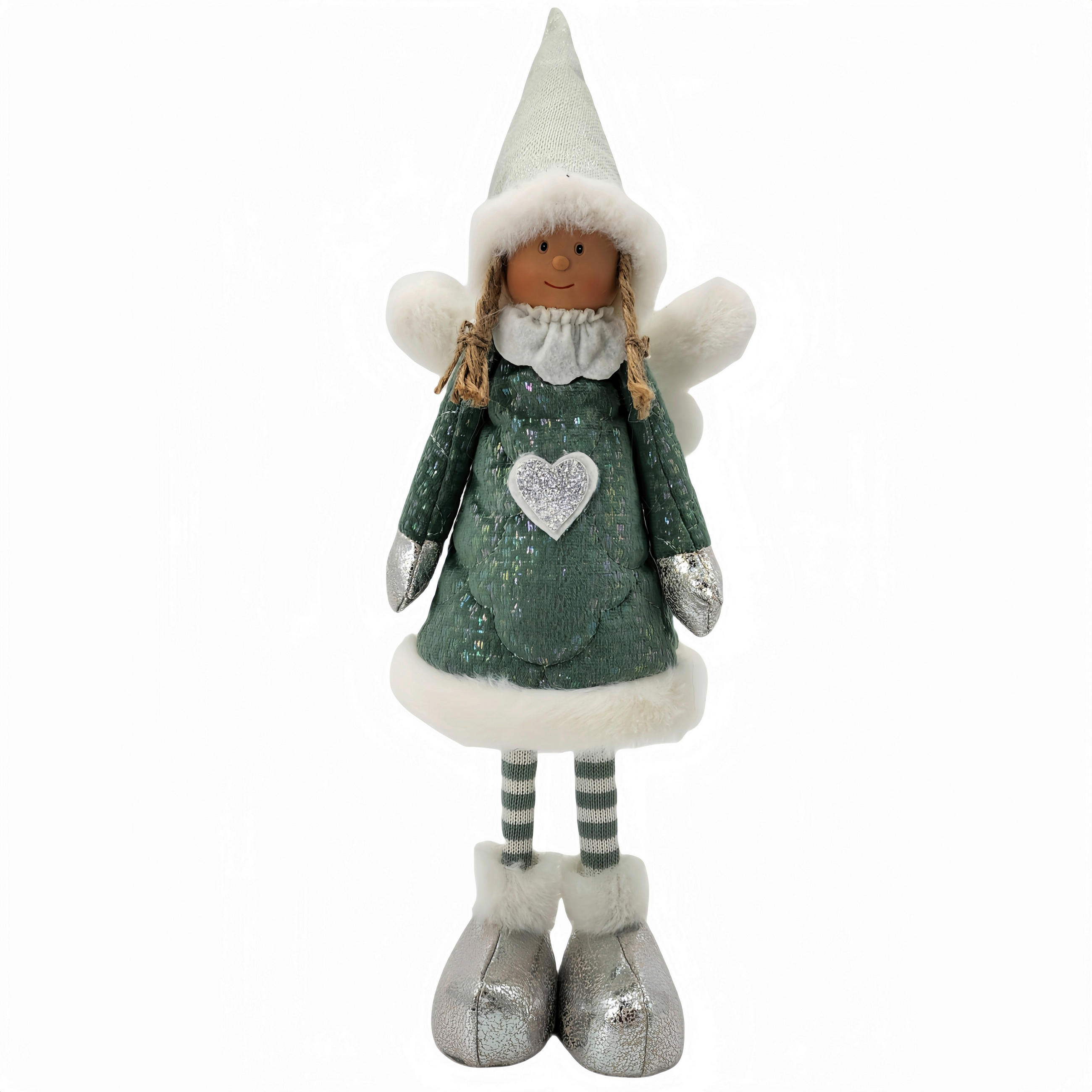 DEKORAČNÝ ANJEL - biela/zelená, Lifestyle, textil (14/45/9cm) - X-Mas