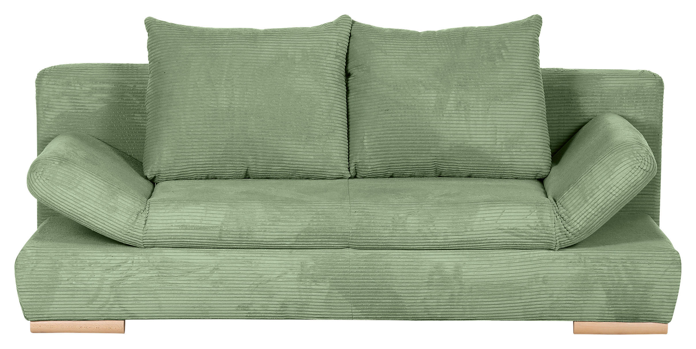 SCHLAFSOFA  mit Liegefunktion, Rücken echt Cord Olivgrün  - Naturfarben/Olivgrün, KONVENTIONELL, Holz/Textil (200/75/92cm) - home24