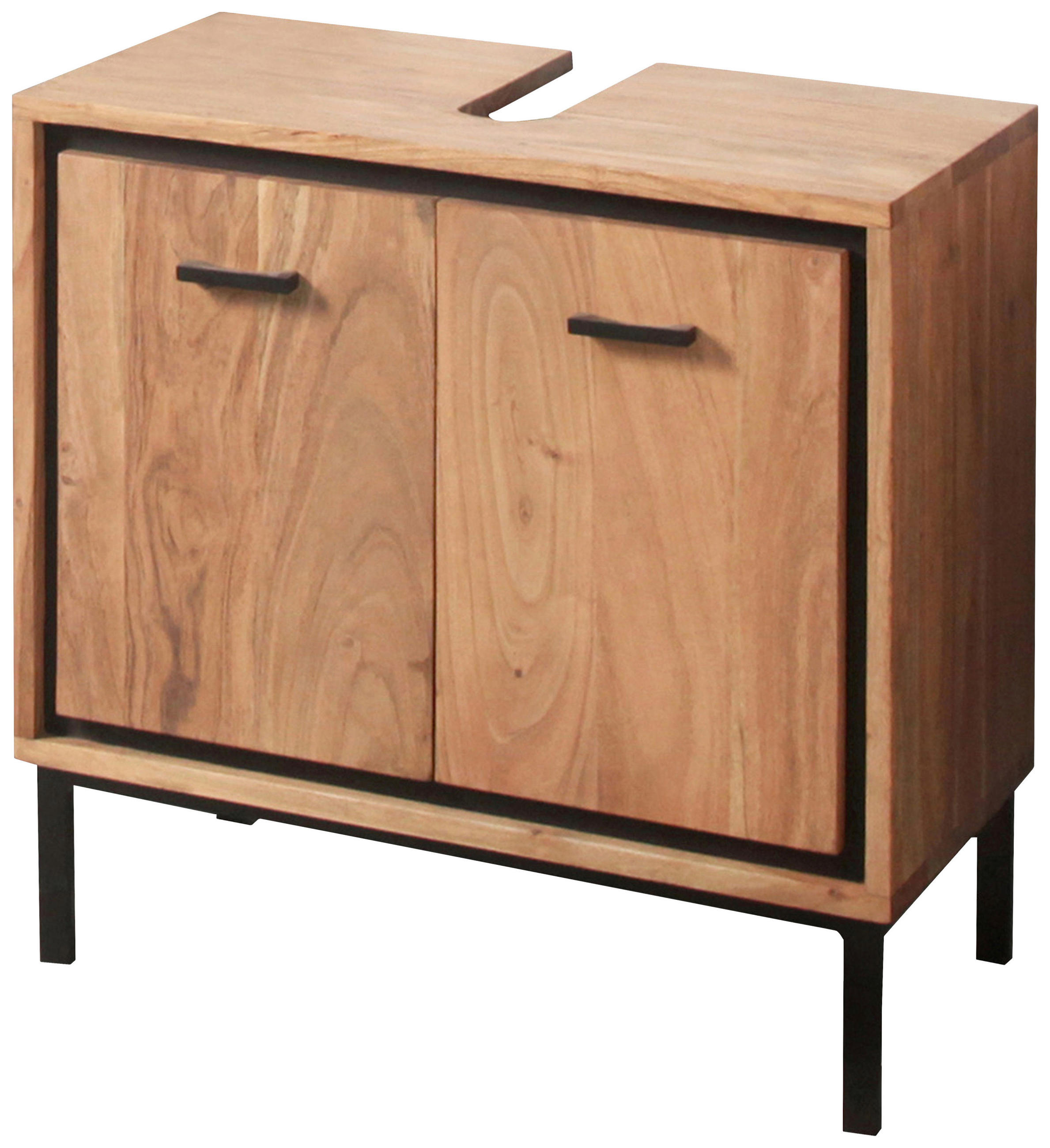 WASCHBECKENUNTERSCHRANK 60/60/32 cm  - Schwarz/Naturfarben, KONVENTIONELL, Holz/Metall (60/60/32cm) - Landscape