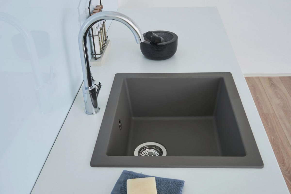 SPÜLE 1712OHIO50X44G  - Grau, Trend, Glas/Kunststoff (50/19/44cm) - Respekta
