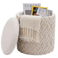 HOCKER Textil Creme  - Creme, Design, Textil (40/45/40cm) - Livetastic