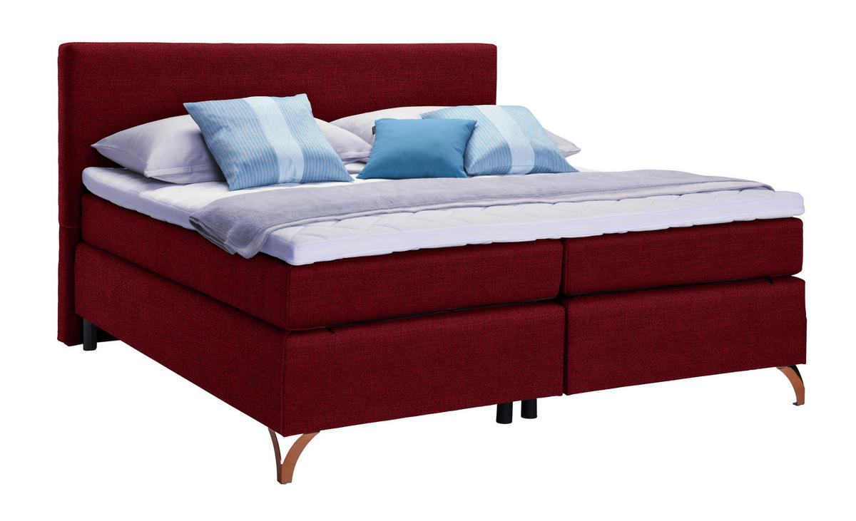 BOXSPRINGBETT 140/200 cm  in Rot  - Rot/Kupferfarben, Konventionell, Textil/Metall (140/200cm) - Esposa