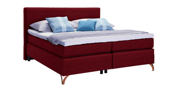 BOXSPRINGBETT 140/200 cm  in Rot  - Rot/Kupferfarben, KONVENTIONELL, Textil/Metall (140/200cm) - Esposa