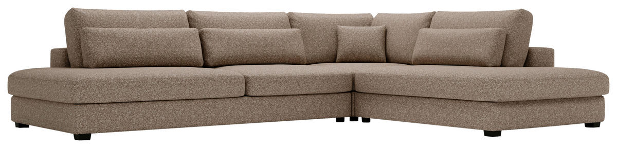 ECKSOFA in Plüsch, Bouclé Hellbraun  - Hellbraun/Schwarz, Design, Kunststoff/Textil (332/244cm) - Livetastic