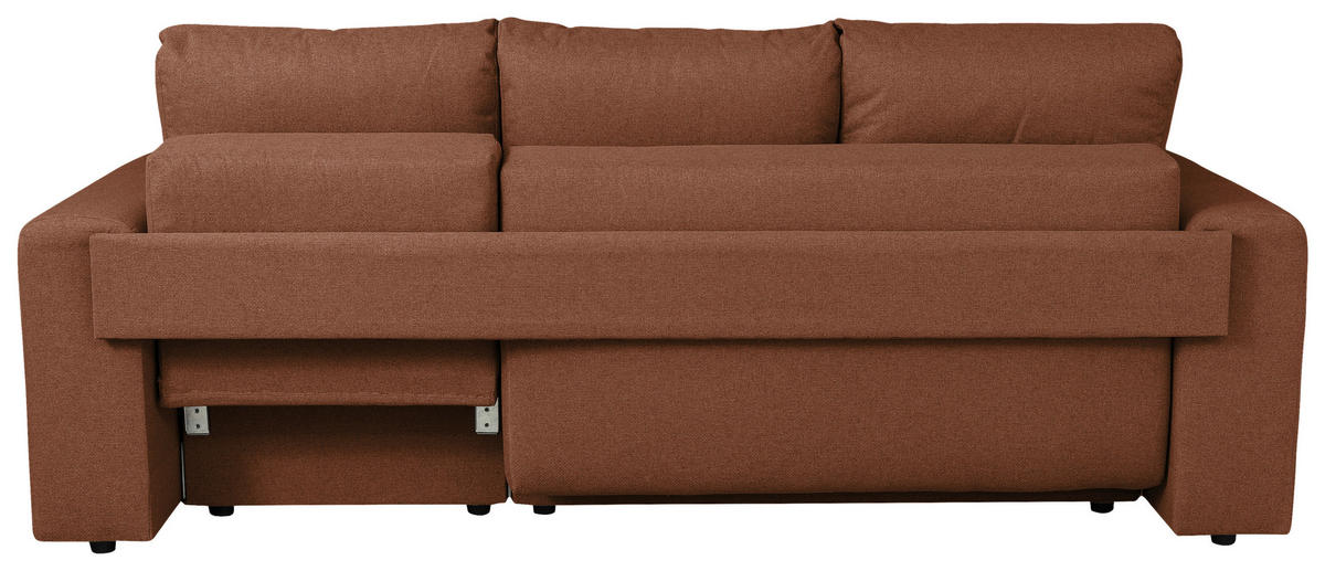 ECKSOFA in Struktur Braun  240/153 cm  - Chromfarben/Schwarz, Basics, Kunststoff/Textil (240/153cm) - P & B