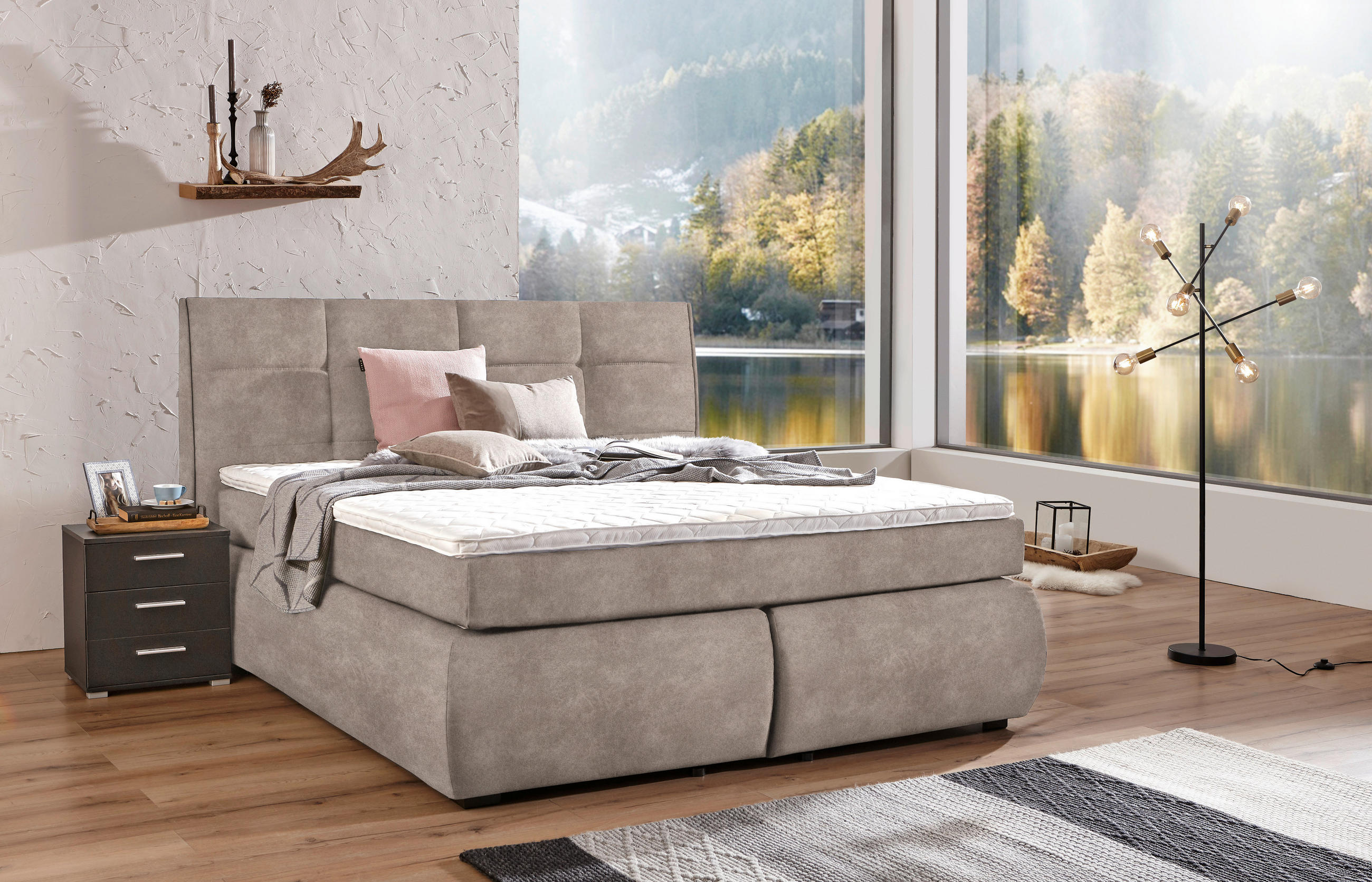 BOXSPRINGBETT 180/200 cm  in Hellbraun  - Wengefarben/Hellbraun, Konventionell, Holz/Textil (180/200cm) - Xora