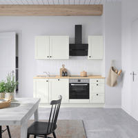 KÜCHENBLOCK 210 cm   in Weiß, Eichefarben  - Eichefarben/Schwarz, MODERN, Holzwerkstoff/Metall (210cm) - Nobilia