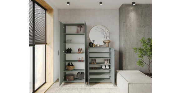 SCHUHSCHRANK 70/178,9/33,4 cm - Schwarz/Grün, KONVENTIONELL, Holzwerkstoff/Kunststoff (70/178,9/33,4cm) - Xora