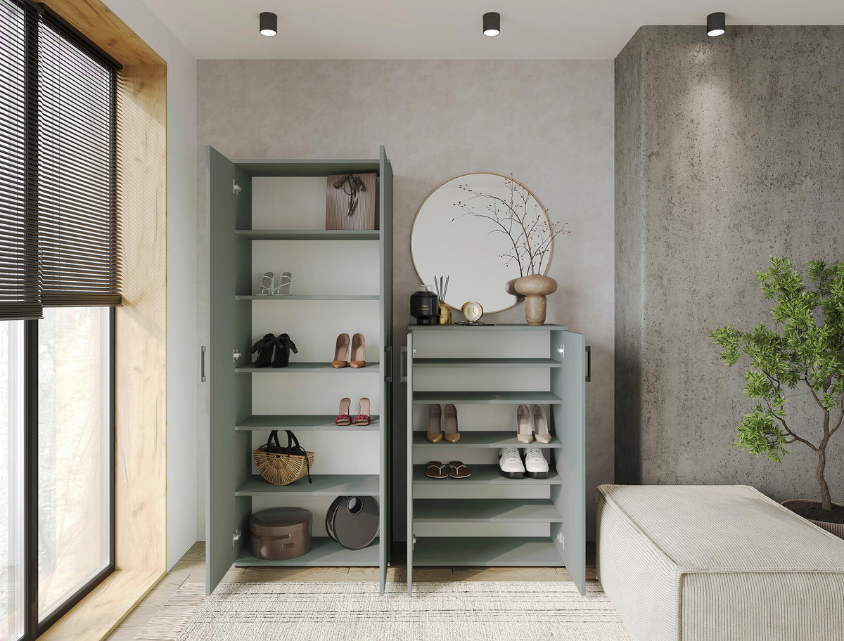 SCHUHSCHRANK Grün  - Schwarz/Grün, KONVENTIONELL, Holzwerkstoff/Kunststoff (70/106/33,4cm) - Xora