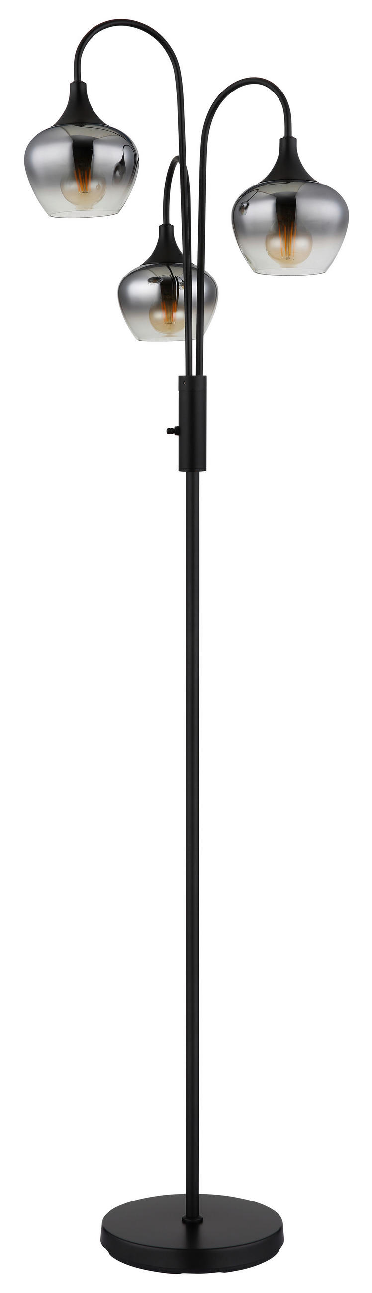 STEHLEUCHTE 43/165 cm    - Schwarz, Basics, Glas/Metall (43/165cm) - Globo