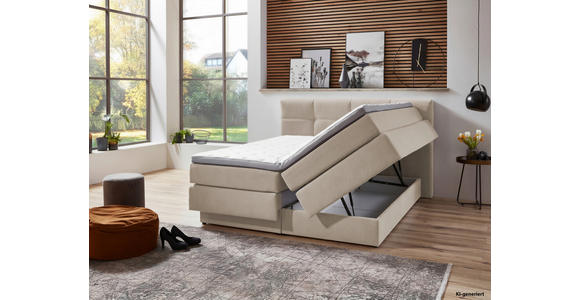 BOXSPRINGBETT 160/200 cm  in Naturfarben  - Schwarz/Naturfarben, KONVENTIONELL, Kunststoff/Textil (160/200cm) - Carryhome