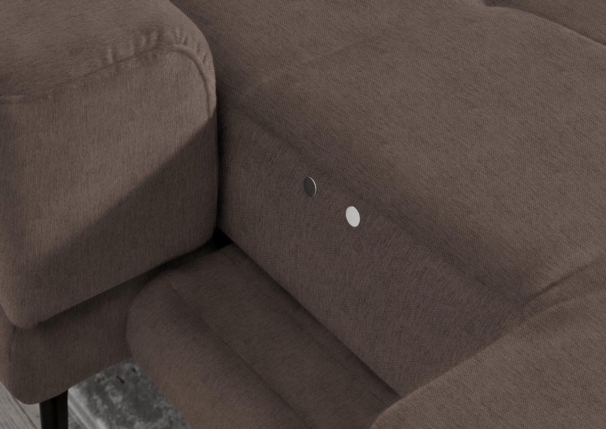 ECKSOFA in Flachgewebe Braun  - Schwarz/Braun, Design, Textil/Metall (190/309cm) - Beldomo Style