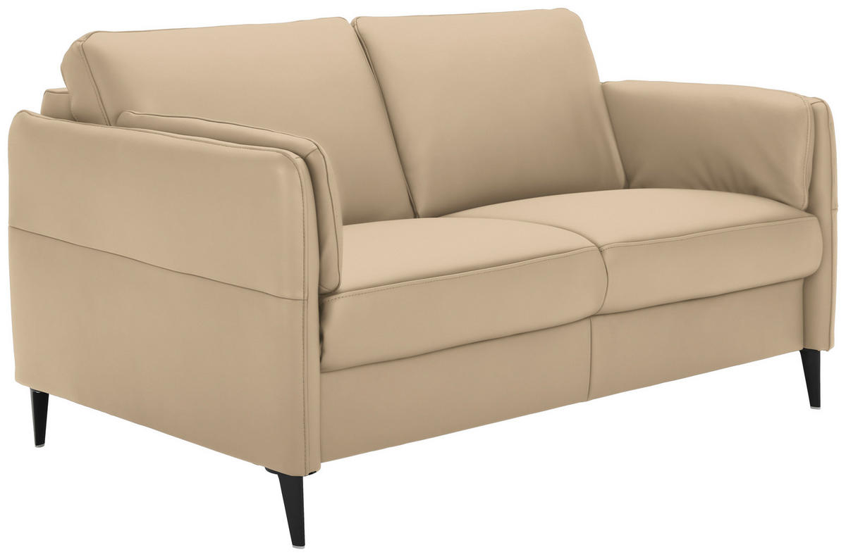 2,5-SITZER in Leder Beige  - Beige/Schwarz, Design, Leder/Metall (164/84/99cm) - Dieter Knoll