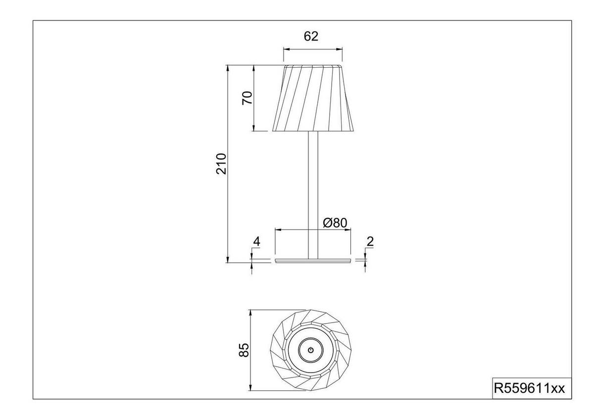 AKKU-TISCHLEUCHTE Diaz 8,5/21 cm  - Sandfarben, Design, Metall (8,5/21cm)