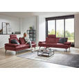 3-SITZER-SOFA in Velours Dunkelrot  - Beige/Schwarz, Design, Textil/Metall (222/89/104cm) - Dieter Knoll