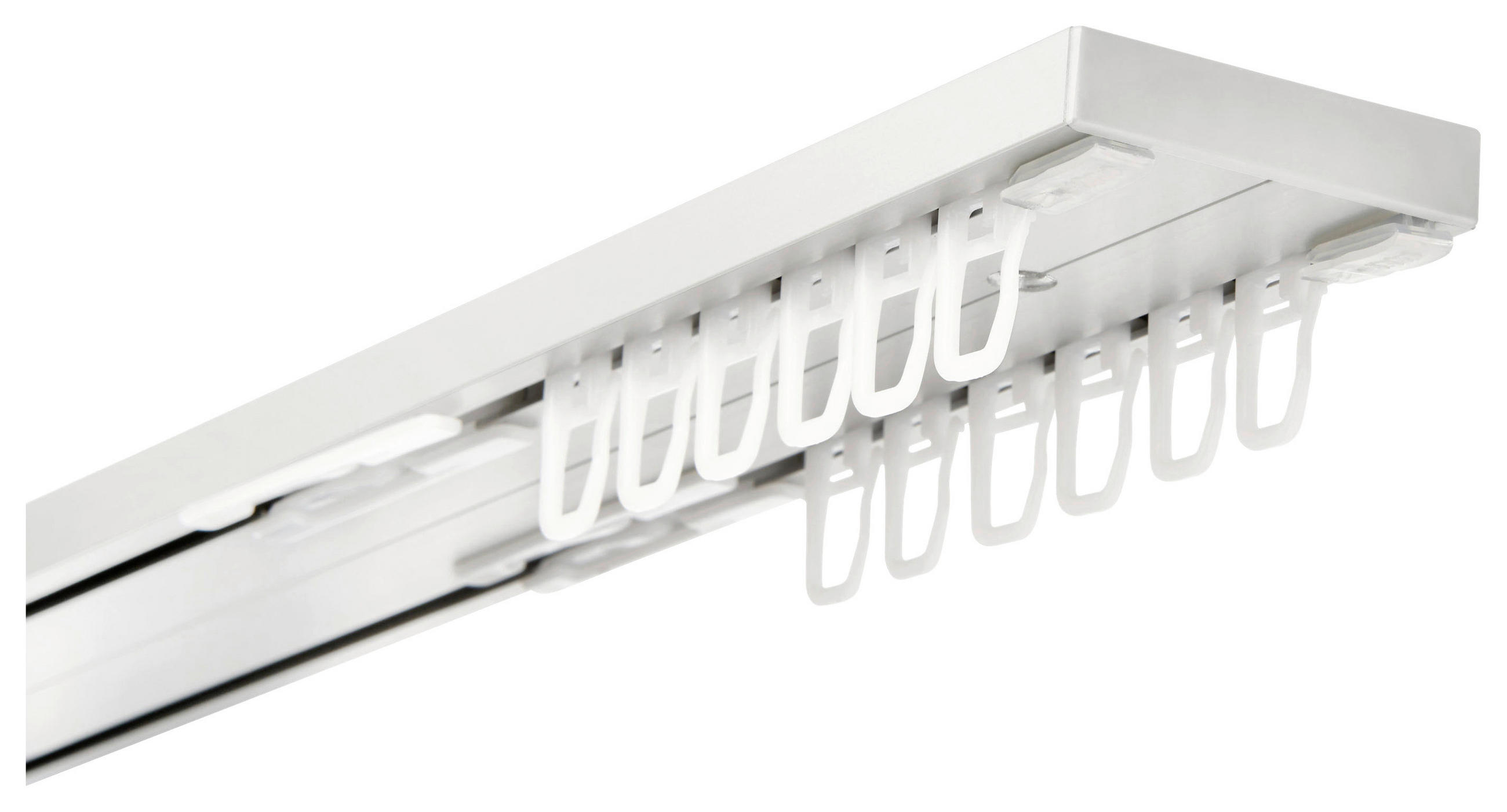 Vorhangschiene 2-läufig 240cm Aluminium Weiß Inkl. Zubehör