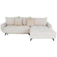 ECKSOFA WAVE Creme Struktur Zierkissen, Rückenkissen, Bettkasten  - Beige/Creme, MODERN, Textil/Metall (266/189cm) - MID.YOU
