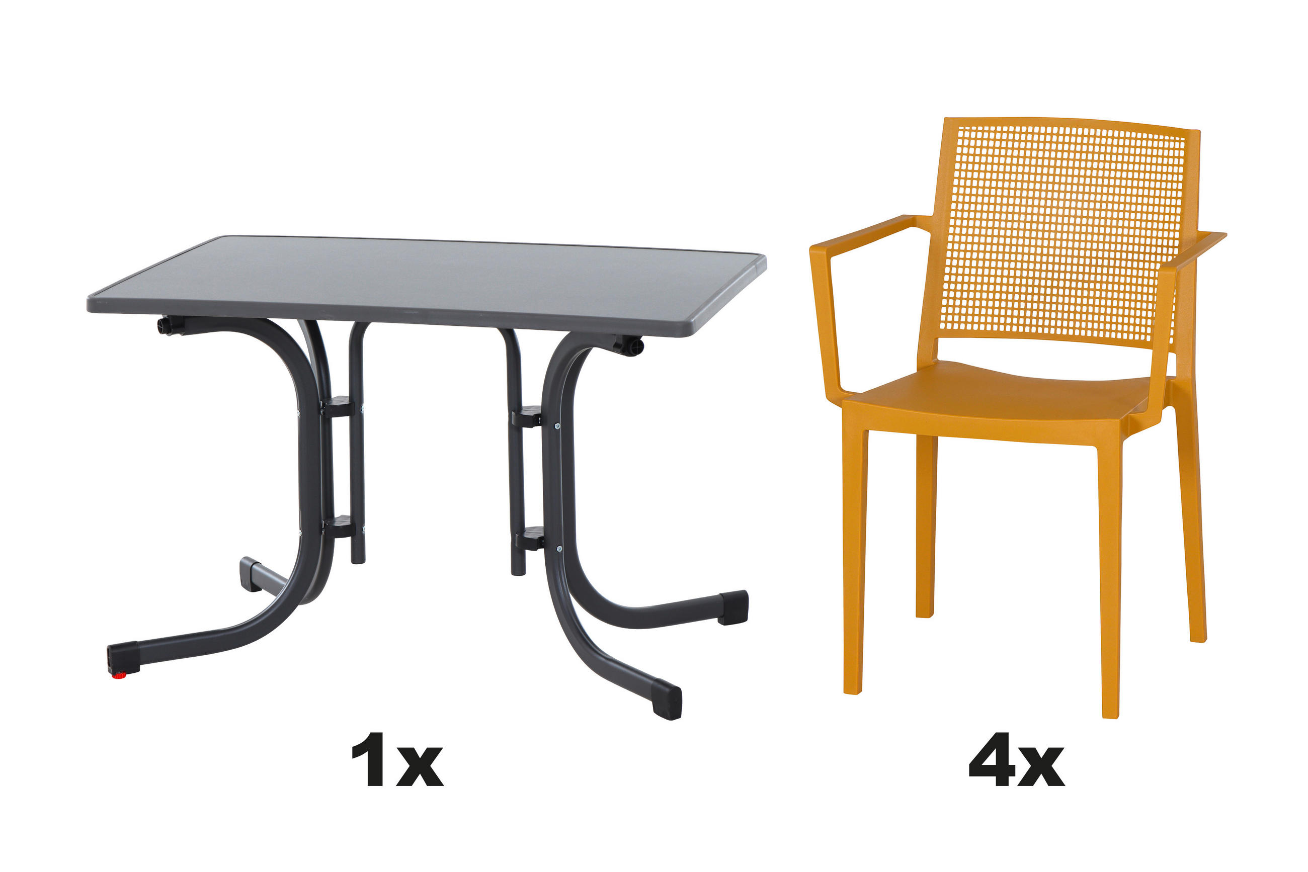 GARTENGARNITUR 5-teilig Stahl  - Gelb, Basics, Kunststoff/Metall (70/80/110cm) - Siena Garden