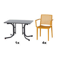 GARTENGARNITUR 5-teilig  - Gelb, Basics, Holzwerkstoff/Kunststoff (70/80/110cm) - Siena Garden