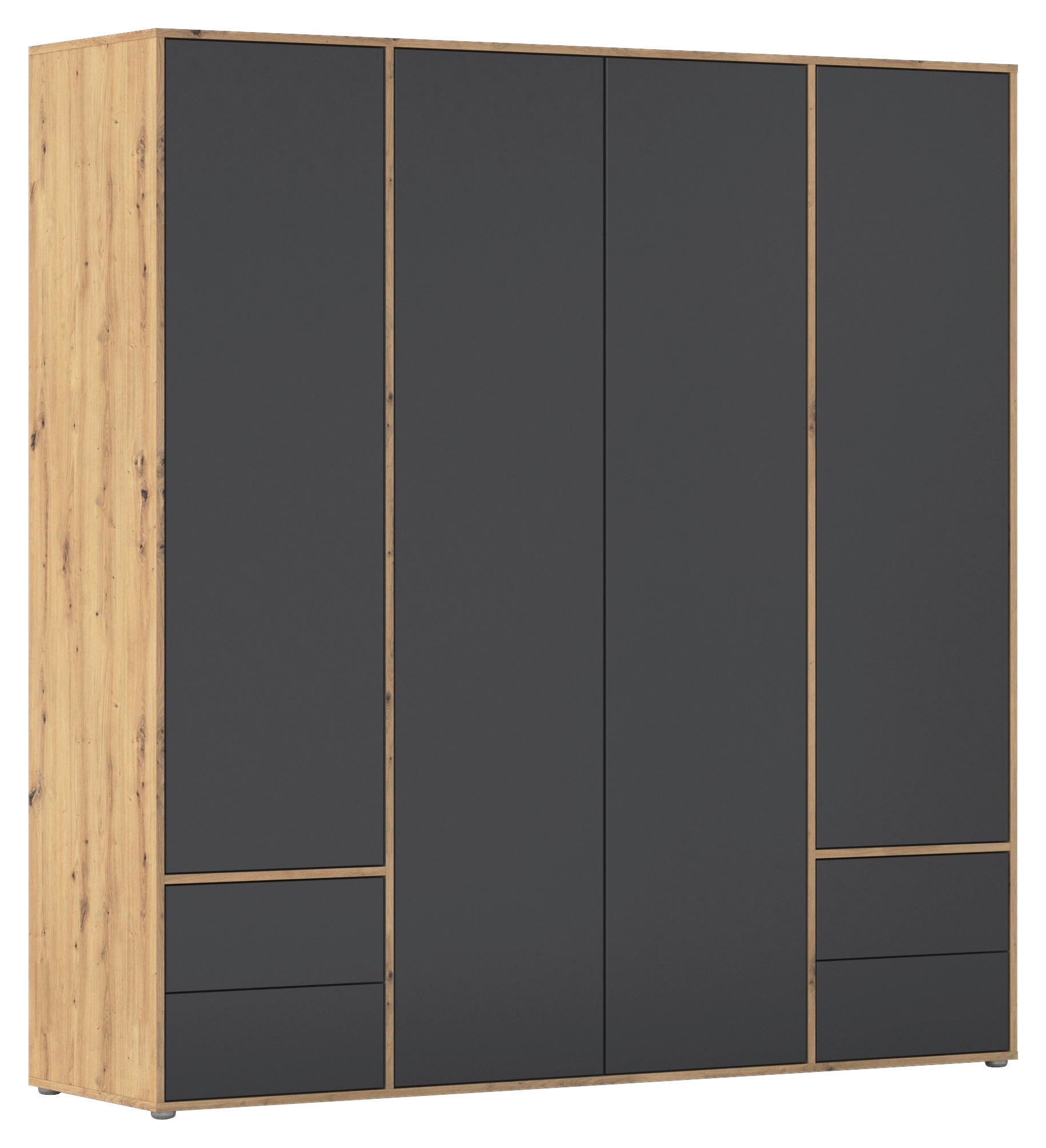 DREHTÜRENSCHRANK in Grau, Eiche Artisan - Eiche Artisan/Grau, Modern, Holzwerkstoff (187/194/53cm) - Rauch Möbel