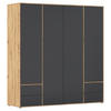 DREHTÜRENSCHRANK in Grau, Eiche Artisan  - Eiche Artisan/Grau, Modern, Holzwerkstoff (187/194/53cm) - Rauch Möbel