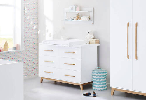 BABYZIMMER PINOLINO RIVA 3-teilig  - Eschefarben/Weiß, Design, Holzwerkstoff - Pinolino