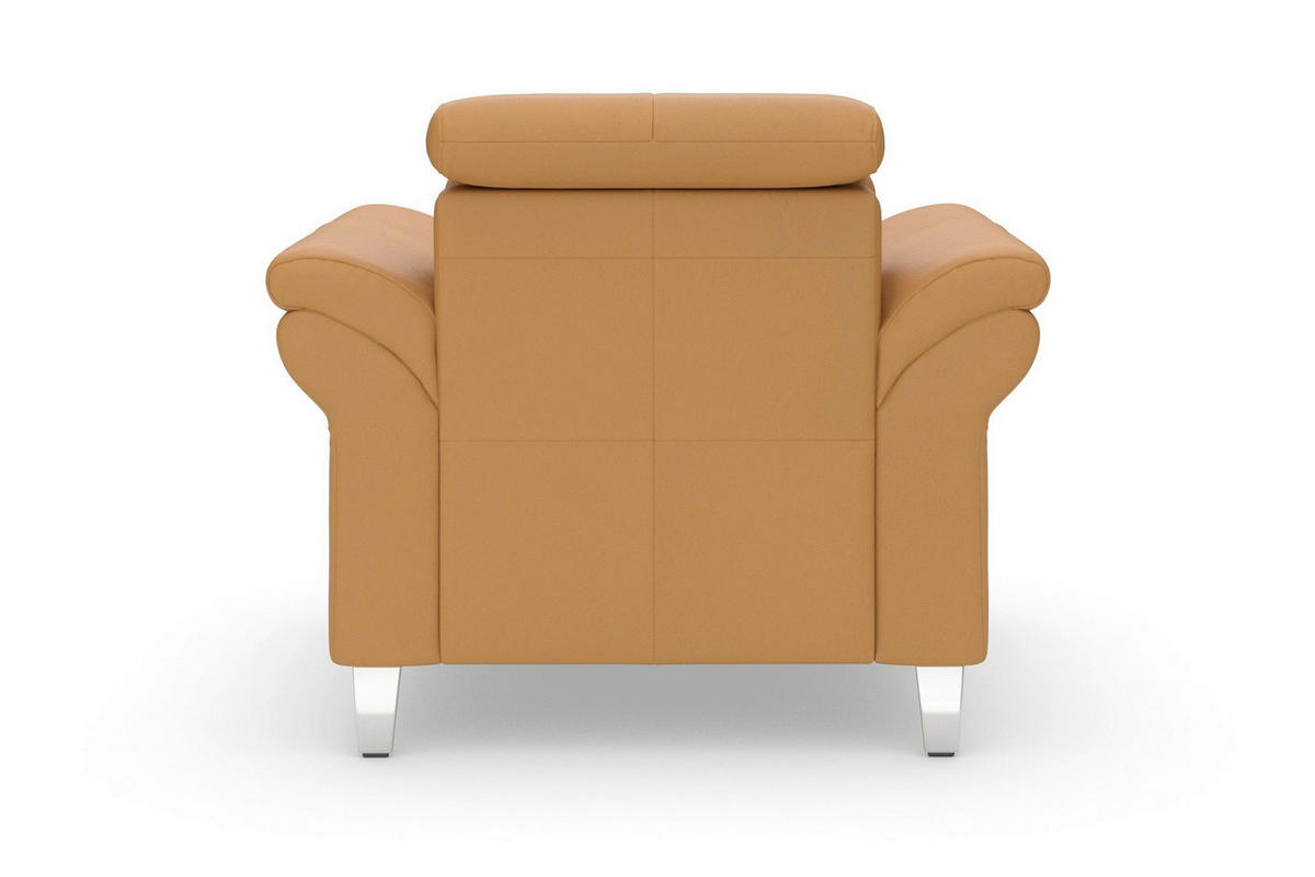 SESSEL in Echtleder Currygelb  - Chromfarben/Currygelb, Basics, Leder/Metall (101/84/93cm) - Sit & More