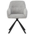 ARMLEHNSTUHL  Stoffauswahl, Sitzfläche 360° drehbar, inklusive Armlehnen Cord  - Hellgrau/Schwarz, Design, Textil/Metall (56/83/62cm) - Carryhome