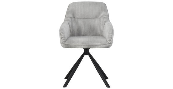 ARMLEHNSTUHL  Stoffauswahl, Sitzfläche 360° drehbar, inklusive Armlehnen Cord  - Hellgrau/Schwarz, Design, Textil/Metall (56/83/62cm) - Carryhome
