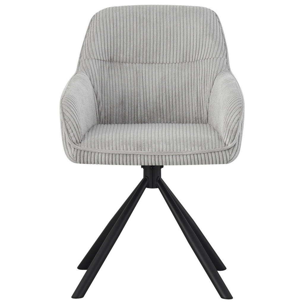 Thumbnail - Carryhome Armlehnstuhl, Schwarz, Hellgrau, Metall, Textil, Drehkreuz, 56x83x62 cm, Stoffauswahl, Sitzfläche 360° drehbar...