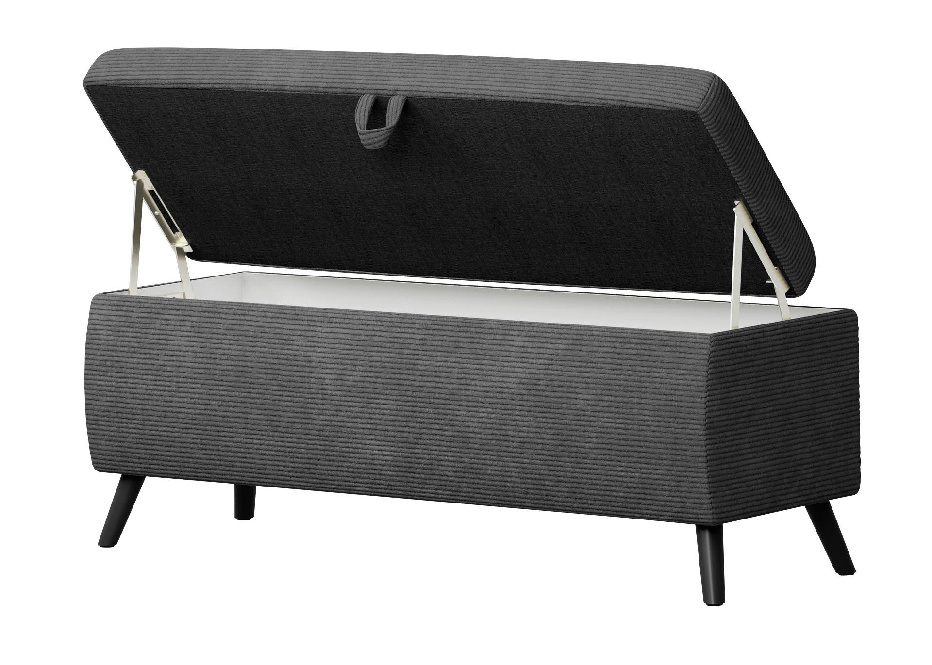 BETTBANK Cord Buche Schwarz  - Schwarz, Trend, Holz/Textil (145/45/50cm) - Esposa