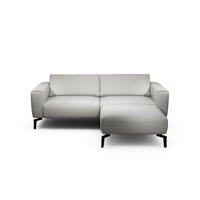 2,5-Sitzer inkl. Hocker Chenille Hellgrau  - Hellgrau/Schwarz, Design, Textil/Metall (220/86/86-94cm) - SENSOO