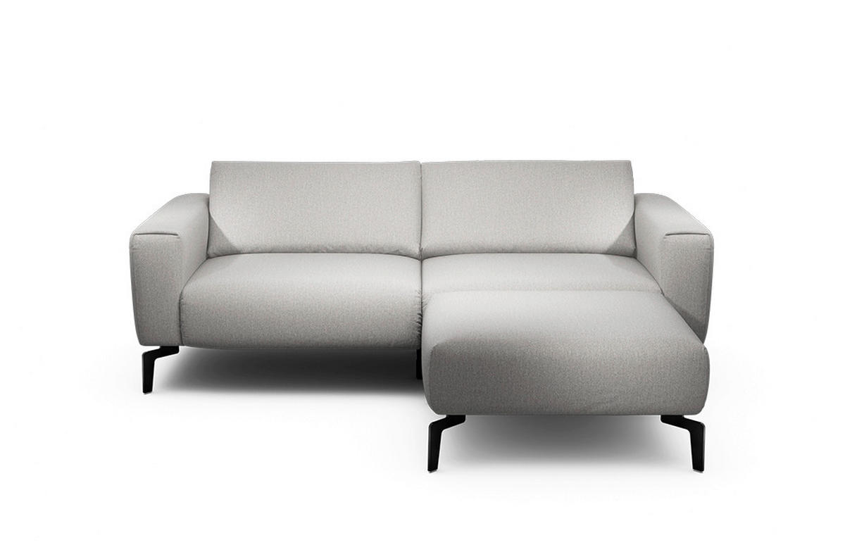 2,5-Sitzer inkl. Hocker Chenille Hellgrau  - Hellgrau/Schwarz, Design, Textil/Metall (220/86/86-94cm) - SENSOO