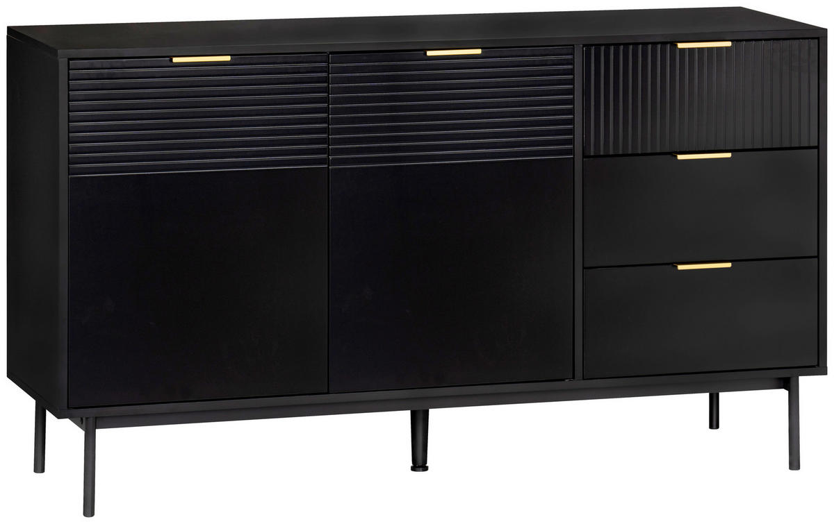 SIDEBOARD Dodoma  in 140/80/40 cm  - Goldfarben/Schwarz, Design, Holzwerkstoff/Metall (140/80/40cm) - Livetastic
