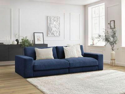 3-SITZER-SOFA LEONARD Struktur Dunkelblau  - Schwarz/Dunkelblau, MODERN, Kunststoff/Textil (274/77/109cm)