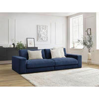3-SITZER-SOFA LEONARD Struktur Dunkelblau  - Schwarz/Dunkelblau, MODERN, Kunststoff/Textil (274/77/109cm)