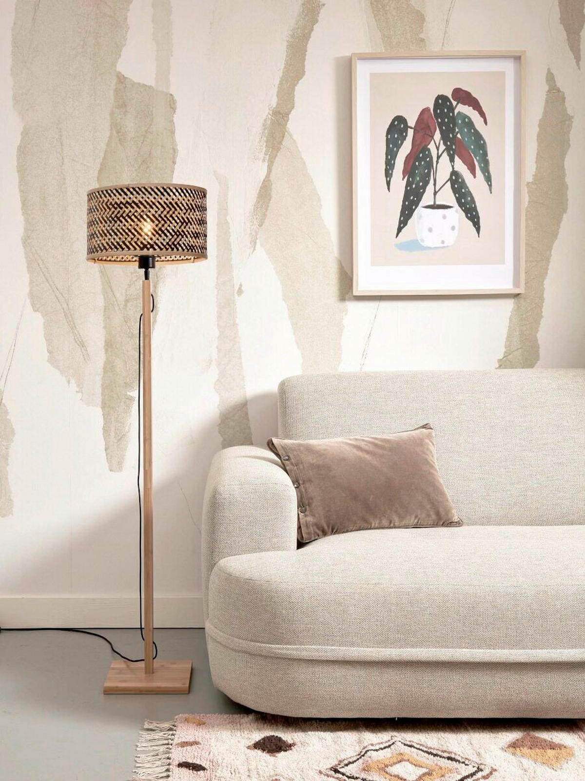 STOJACÍ LAMPA, 58/32/150 cm - černá/přírodní barvy, Trend (58/32/150cm) - Good & Mojo