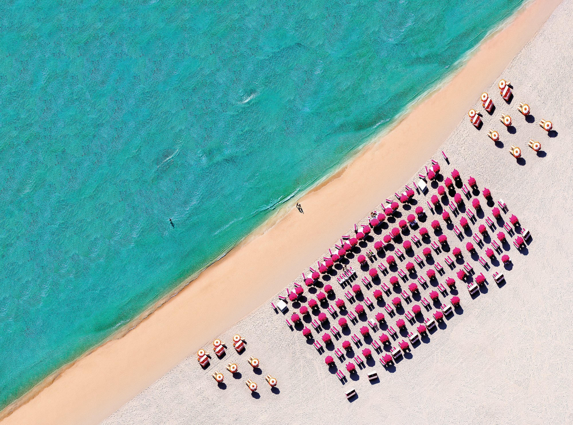 VLIESTAPETE South Beach  - Türkis/Sandfarben, Basics, Papier (248/184cm) - Komar