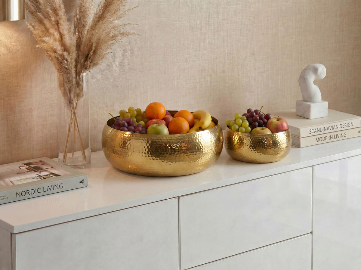 OBSTSCHALE  - Goldfarben, Design, Metall (30+40cm) - Livetastic