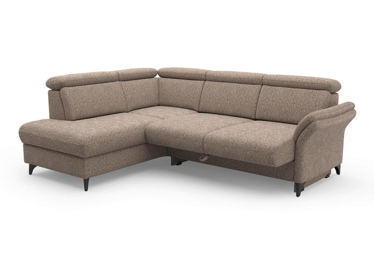 ECKSOFA Chenille Cappuccino  - Schwarz/Cappuccino, Konventionell, Textil/Metall (193/247cm) - Sit & More