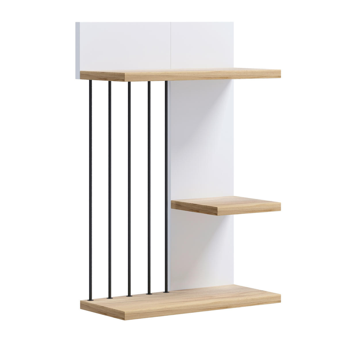 Poliță De Perete 40/60/19 cm, alb, culoare lemn stejar  - alb/culoare lemn stejar, Design, material pe bază de lemn (40/60/19cm) - Livetastic