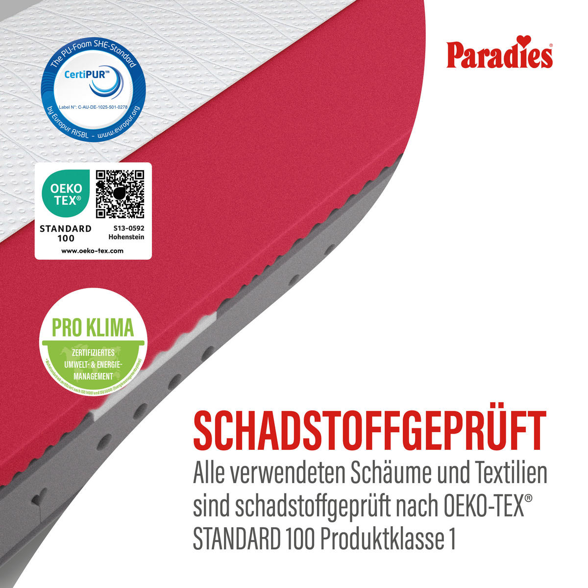 TASCHENFEDERKERNMATRATZE 180/200 cm, Höhe ca.: 22 cm, H2 = mittel, 7-Zonen - Weiß/Grau, KONVENTIONELL, Textil (180/200cm) - Paradies