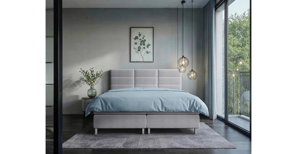 BOXBETT 180/200 cm  in Hellgrau  - Chromfarben/Hellgrau, KONVENTIONELL, Textil/Metall (180/200cm) - Carryhome