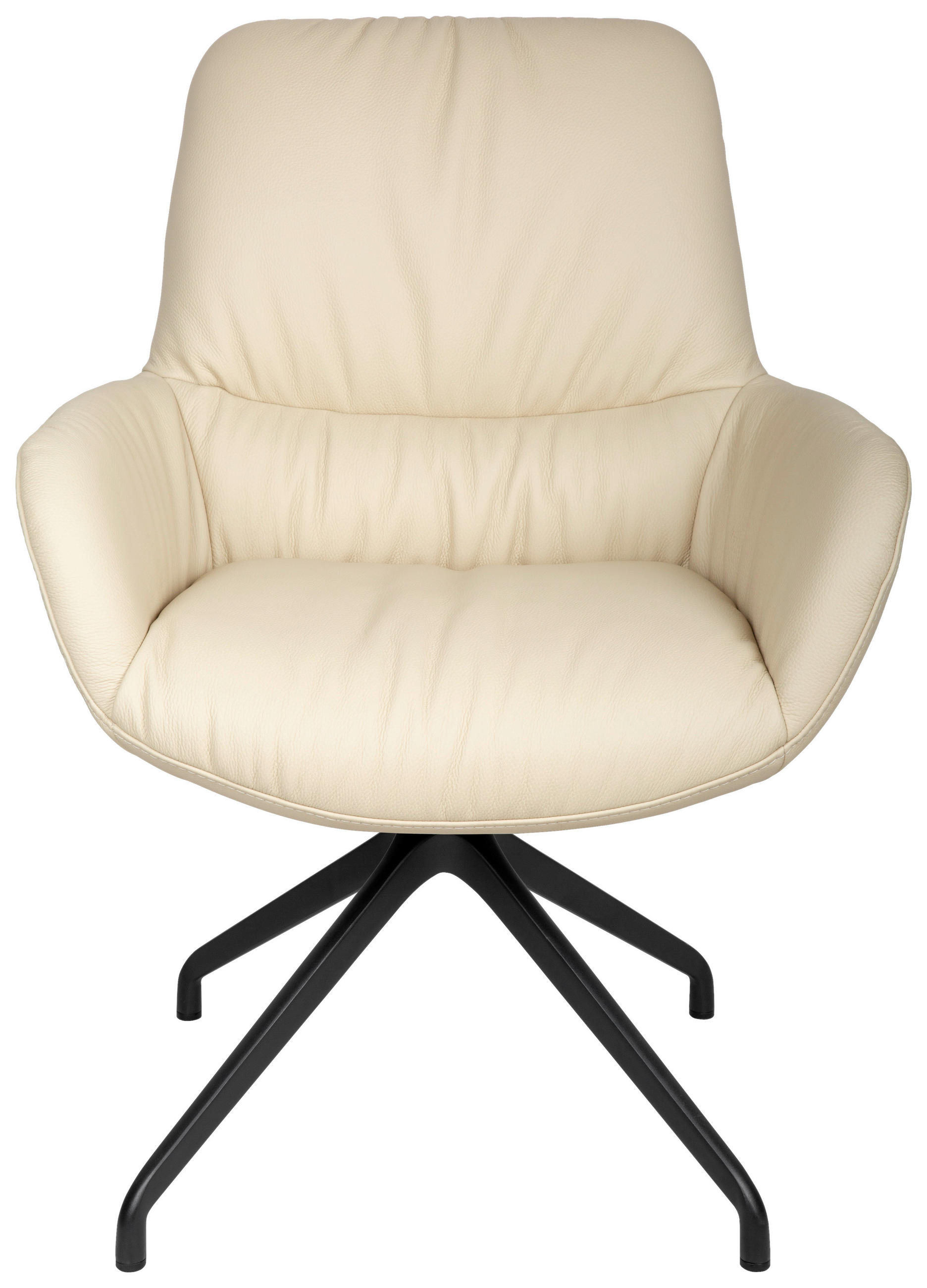 ARMLEHNSTUHL  in Aluminium, Eisen Echtleder pigmentiert  - Beige/Schwarz, Design, Leder/Metall (64/89/65cm) - Dieter Knoll