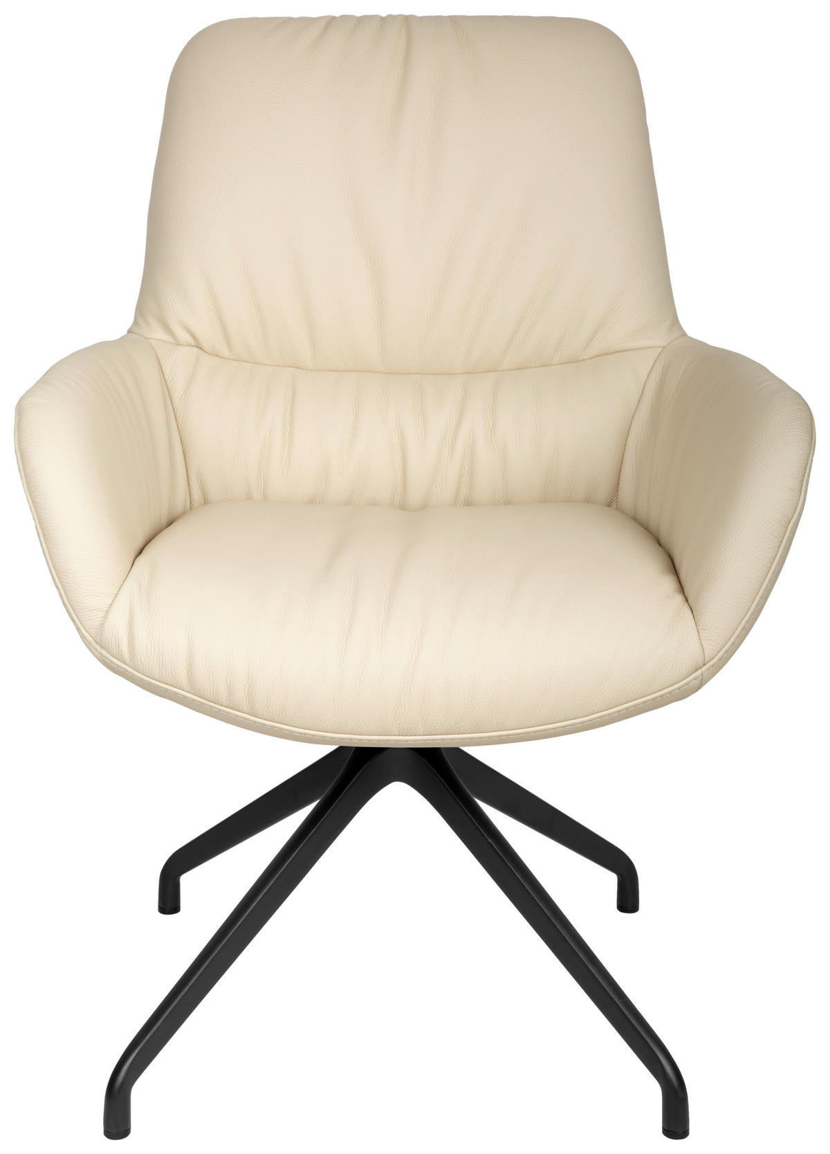 ARMLEHNSTUHL  in Aluminium, Eisen Echtleder pigmentiert  - Beige/Schwarz, Design, Leder/Metall (64/89/65cm) - Dieter Knoll