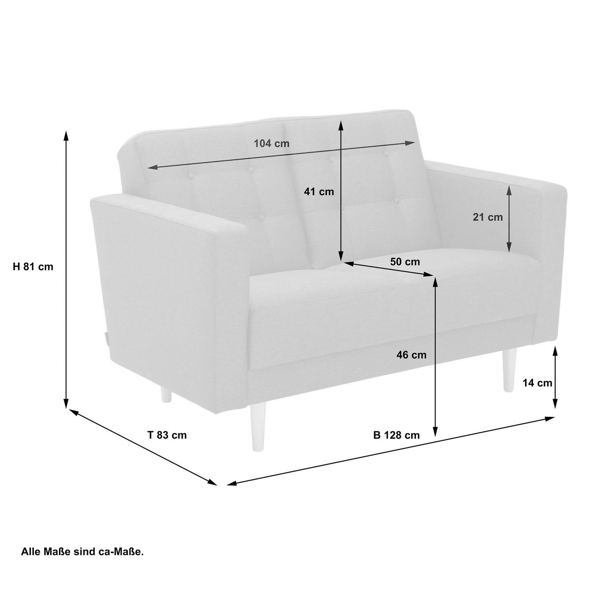2-SITZER-SOFA in Flachgewebe Anthrazit  - Eschefarben/Anthrazit, MODERN, Holz/Textil (128/81/83cm) - Max Winzer