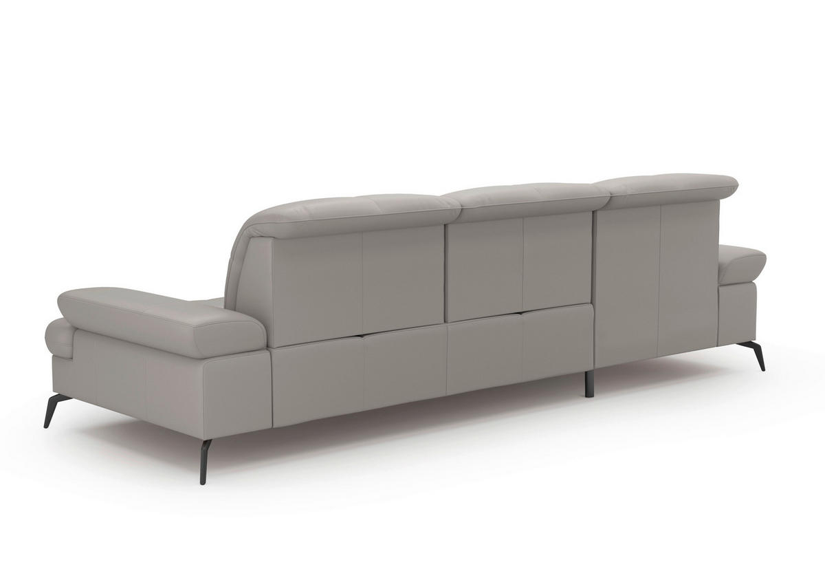 ECKSOFA in Echtleder Hellgrau  - Hellgrau/Schwarz, Konventionell, Leder/Metall (185/279cm) - Sit & More