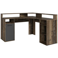 ECKSCHREIBTISCH 139/139/90 cm Anthrazit, Alteiche Stauraum, Regal  - Alteiche/Anthrazit, KONVENTIONELL, Holzwerkstoff/Kunststoff (139/139/90cm) - MID.YOU