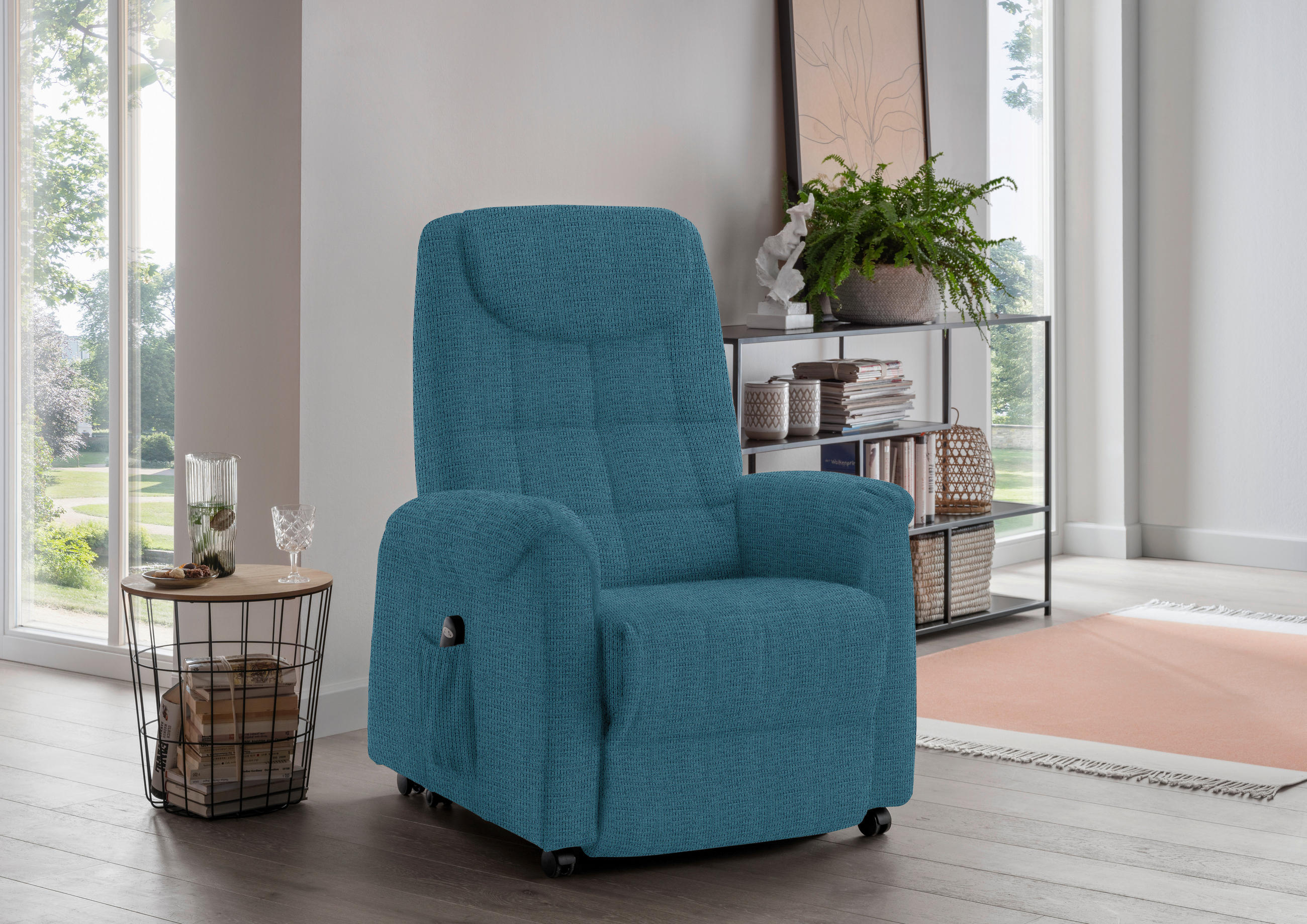 FERNSEHSESSEL  mit Relaxfunktion Mikrofaser Petrol  - Petrol/Schwarz, KONVENTIONELL, Kunststoff/Textil (83/113/92cm) - Xora