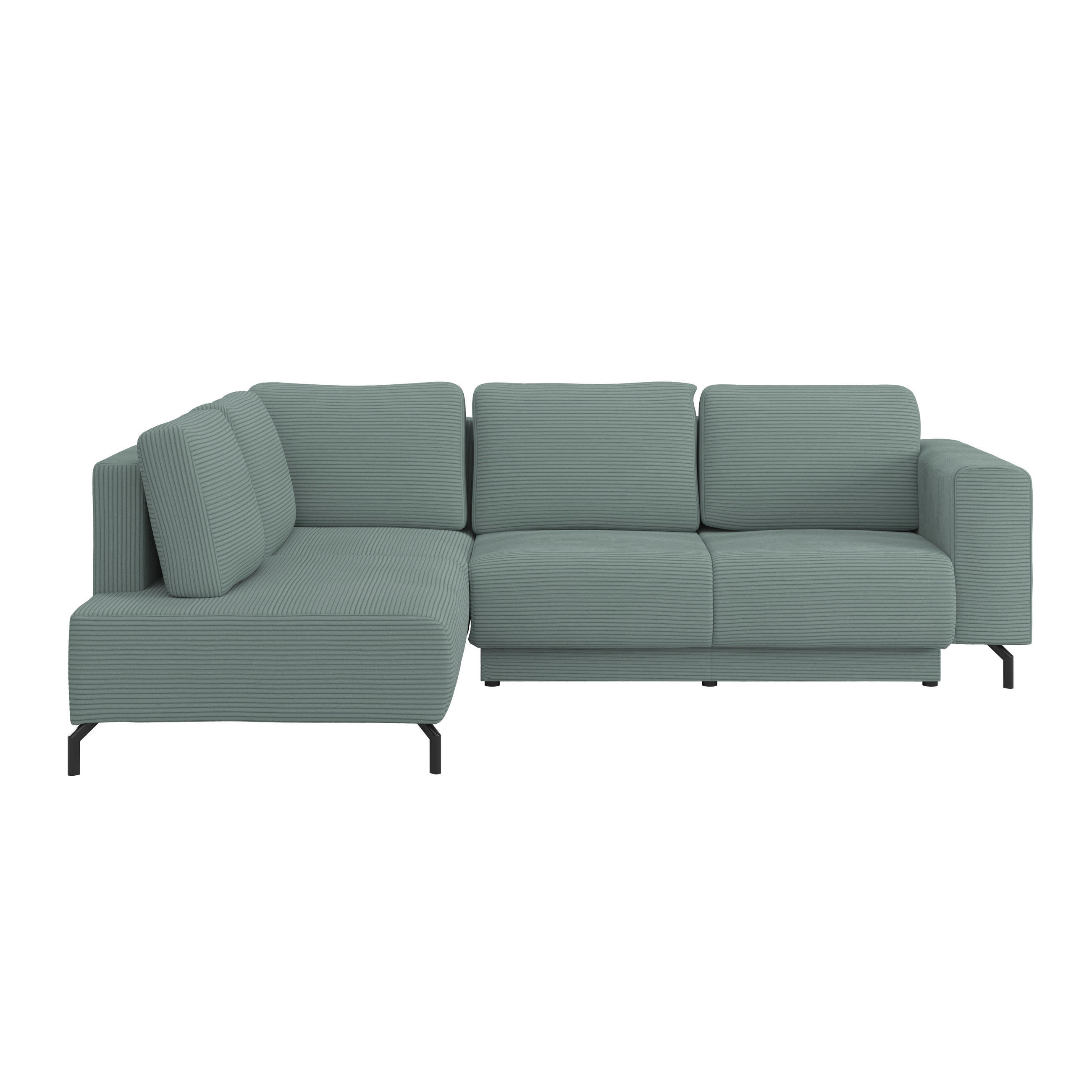 ECKSOFA Graugrün Cord Rückenkissen, Bettkasten  - Schwarz/Graugrün, MODERN, Textil/Metall (210/272cm) - P & B